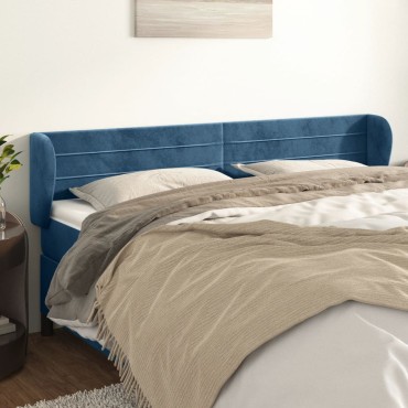vidaXL Κεφαλάρι με Πτερύγια Σκούρο Μπλε 163x23x78/88cm Βελούδινο 1 τεμ.