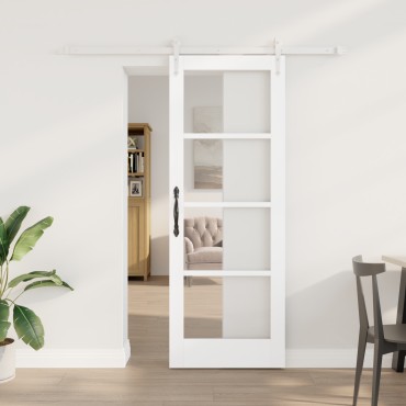 vidaXL Συρόμενη Πόρτα με Σετ Υλικών Λευκή 73.5x198.5 cm Στρατηγικά Ξύλο Πεύκου