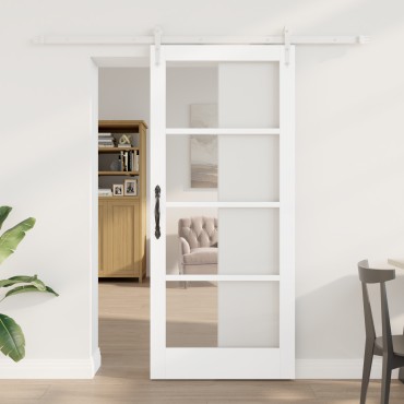 vidaXL Συρόμενη Πόρτα με Σετ Υλικών Λευκή 78x202 cm Στερεό Ξύλο Πεύκου