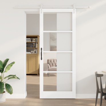 vidaXL Σετ Συρόμενης Πόρτας Σετ 2 Λευκό MDF 93 x 232 εκ.