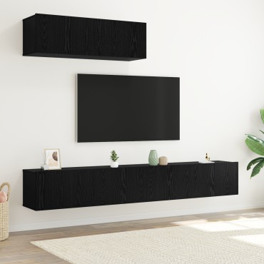 vidaXL Σετ 3 τεμαχίων TV τοίχου Μαύρης Δρύς Επεξεργασμένου Ξύλου