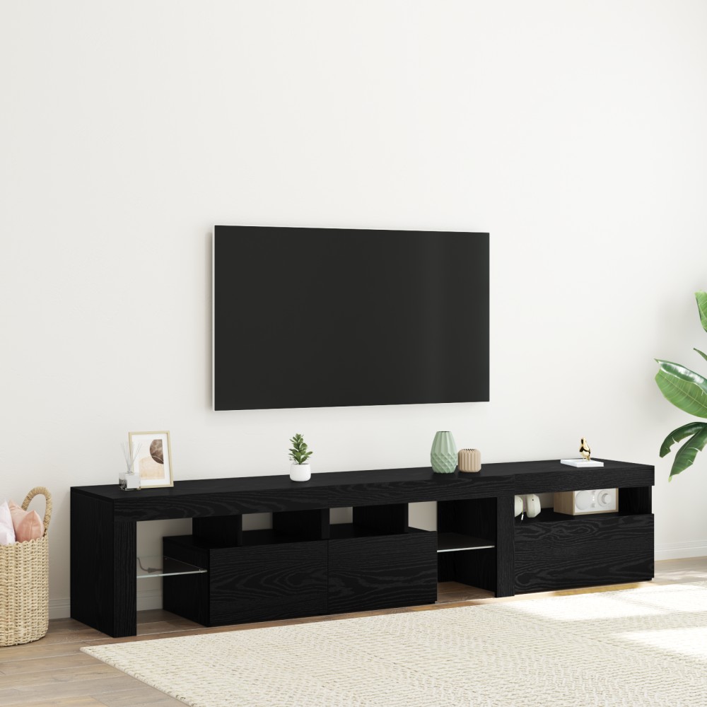 vidaXL Σετ Βαθμολογικών Κέντρων 2 τμχ με Φώτα LED Μαύρος Δρυς Επεξεργασμένο Ξύλο