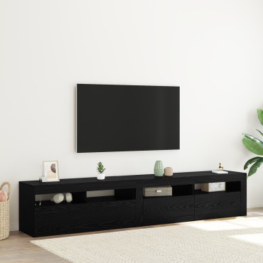 vidaXL Φυλάκια TV 2 τεμάχια με LED φώτα Μαύρη Δρυός Επεξεργασμένο Ξύλο