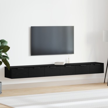 vidaXL Ντουλάπια τοίχου 2 τεμ. Μαύρη βελανιδιά 102x30x20cm Ξύλο