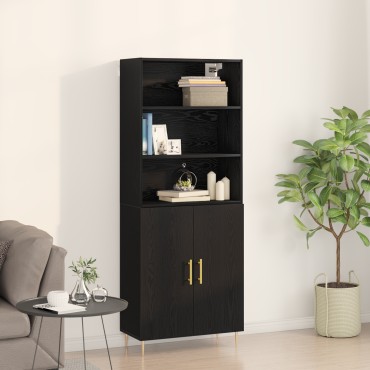 vidaXL Highboard Μαύρης Βελανιδιάς 69.5x34x180cm Μοριοσανίδα 1 τεμ.