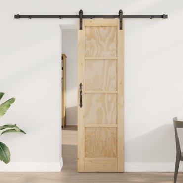 vidaXL Συρόμενη Πόρτα με Σετ Υλικών 61x198.5 εκ. Συμπαγές Ξύλο Πεύκο