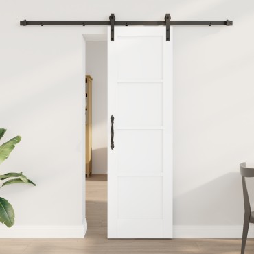 vidaXL Συρόμενη Πόρτα με Σετ Υλικών Λευκή 61x198.5 εκ. Συμπαγές Ξύλο