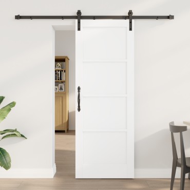vidaXL Συρόμενη Πόρτα με Σετ Υλικών Λευκή 73.5x198.5 εκ. Συμπαγές Ξύλο Πεύκο