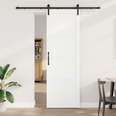 Συρόμενη Πόρτα vidaXL με Σετ Υλικών Λευκό 78x232 εκ Solid Wood Пεύκου, Εσωτερική Πόρτα vidaXL 'ORKDAL' Λευκή 78x232x4 εκ Solid Wood Пεύκου