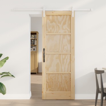 vidaXL Συρόμενη Πόρτα με Σετ Εξαρτημάτων 73.5x198.5 εκ. Στερεό Ξύλο Πεύκου