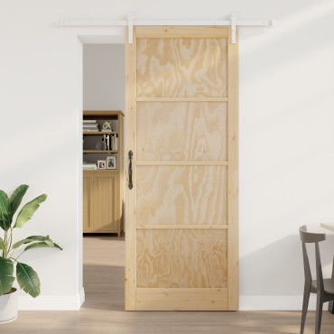 vidaXL Συρόμενη Πόρτα με Σετ Σιδηρικών 93x232 εκ. Ξύλο Πεύκο