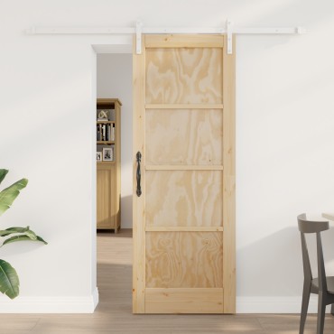 vidaXL Συρόμενη Πόρτα με Σετ Υλικών 73.5x198.5 εκ. Μασίφ Ξύλο Πεύκο