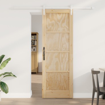 vidaXL Συρόμενη Πόρτα με Σετ Εξαρτημάτων 73.5x211 εκ. Στερεά Ξύλινη Πεύκου