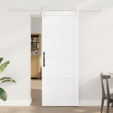 vidaXL Συρόμενη Πόρτα με Σετ Υλικών Λευκή 78x202 εκ. Συμπαγές Ξύλο Πεύκο