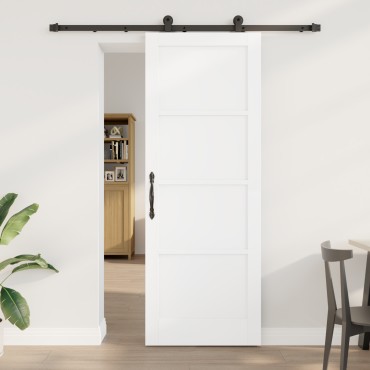 vidaXL Συρόμενη Πόρτα με Σετ Εξαρτημάτων Λευκή 78x211 εκ. Στερεό Ξύλο Πεύκου
