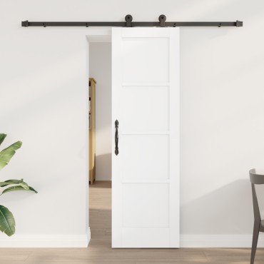 vidaXL Συρόμενη Πόρτα με Σετ Χερούλια Λευκή 61x198.5 εκ Συμπαγές Ξύλο Πεύκου