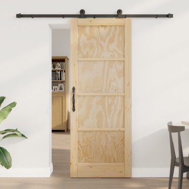 vidaXL Συρόμενη Πόρτα με Σετ Υλικών 78x202 εκ Συμπαγές Ξύλο Πεύκου