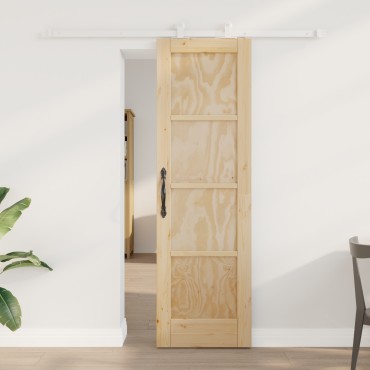 vidaXL Συρόμενη Πόρτα με Σετ Εξαρτημάτων 61x198.5 εκ. Συμπαγές Ξύλο Πεύκου