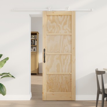 vidaXL Συρόμενη Πόρτα με Σετ Υλικών 73.5x198.5 εκ Συμπαγές Ξύλο Πεύκου