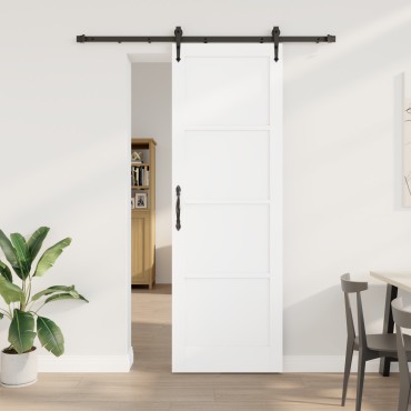 Συρόμενη Πόρτα vidaXL με Εξαρτήματα Λευκή 78x232 cm Συμπαγές Ξύλο Πεύκου, Εσωτερική Πόρτα vidaXL 'ORKDAL' Λευκή 78x232x4 cm Συμπαγές Ξύλο Πεύκου