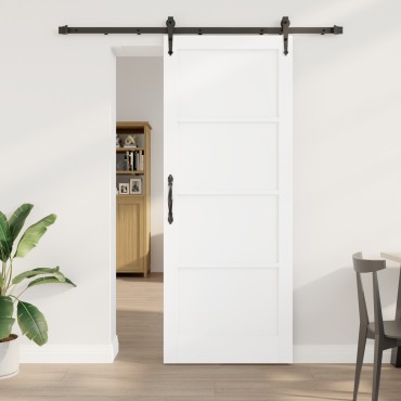 vidaXL Συρόμενη Πόρτα με Σετ Υλικών Λευκό 83x211 cm Ξύλο Πεύκου