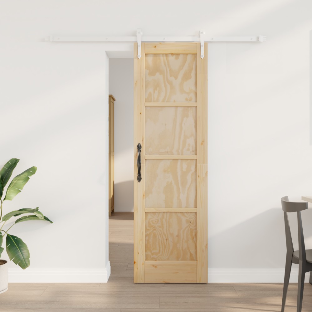 vidaXL Συρόμενη Πόρτα με Σετ Εξαρτημάτων 61x198,5 εκ. Μασίφ Ξύλο Πεύκου