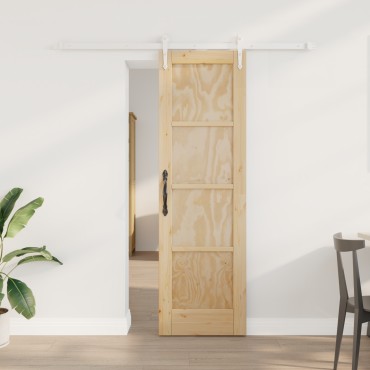 vidaXL Συρόμενη Πόρτα με Σετ Εξαρτημάτων 61x198,5 εκ. Μασίφ Ξύλο Πεύκου