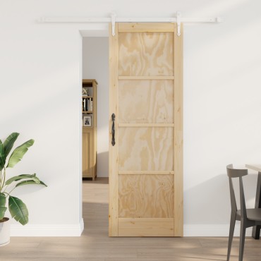 vidaXL Συρόμενη Πόρτα με Σετ Εξαρτημάτων 73.5x211 εκ. Μασίφ Ξύλο Πεύκου