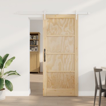 vidaXL Συρόμενη Πόρτα με Σετ Εξαρτημάτων 78x202 εκ. Μασίφ Ξύλο Πεύκου