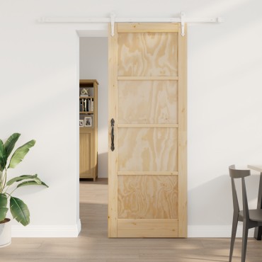 Συρόμενη Πόρτα vidaXL με Σετ Εξαρτημάτων 78x211 cm Συμπαγές Ξύλο Πεύκου, Εσωτερική Πόρτα vidaXL 'ORKDAL'78x211x4 cm Συμπαγές Ξύλο Πεύκου