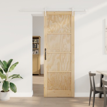 vidaXL Συρόμενη Πόρτα με Σετ Εξαρτημάτων 83x232 εκ. Μασίφ Ξύλο Πεύκου