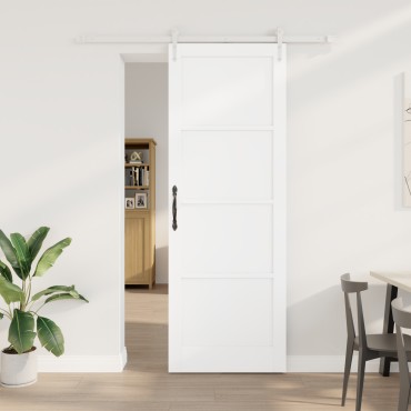 vidaXL Συρόμενη Πόρτα με Σετ Εξαρτημάτων Λευκή 83x232 εκ. Στερεό Ξύλο Πεύκης