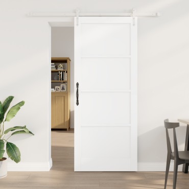 Συρόμενη Πόρτα vidaXL με Σετ Υλικών Λευκή 86x211 cm Στερεό Ξύλο Πεύκου, Εσωτερική Πόρτα vidaXL 'ORKDAL' Λευκή 86x211x4 cm Στερεό Ξύλο Πεύκου