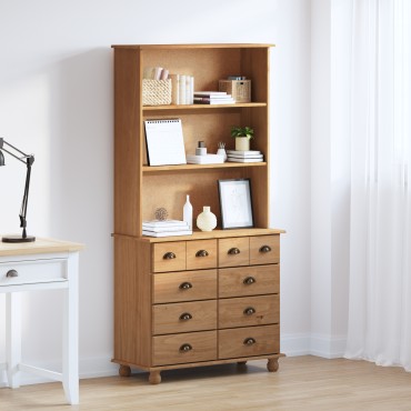 vidaXL Ντουλάπα 'ASKIM' Καφέ 91x40x183cm Μασίφ Ξύλο Πεύκου 1 τεμ.