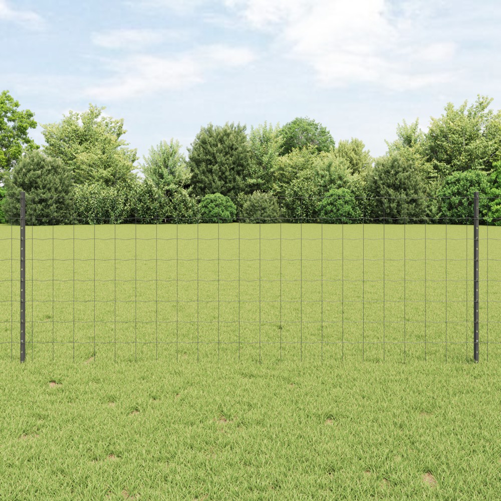 vidaXL Περίφραξη Euro με Στήλη 25x0,8 m PVC-Επικαλυμμένο Ατσάλι Γκρι