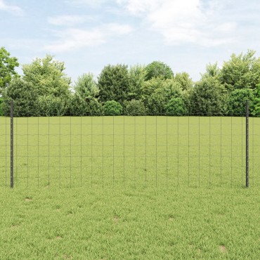 vidaXL Περίφραξη Euro με Στήλη 25x0,8 m PVC-Επικαλυμμένο Ατσάλι Γκρι