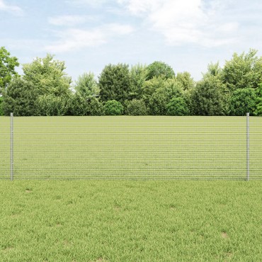 vidaXL Φράχτης Welded Wire με 5 U Posts Ασημί 0.6x10 μ Χάλυβα