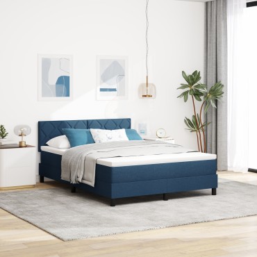 vidaXL Κρεβάτι Box Spring με Στρώμα Μπλε 160x200 εκ Υφάσματος