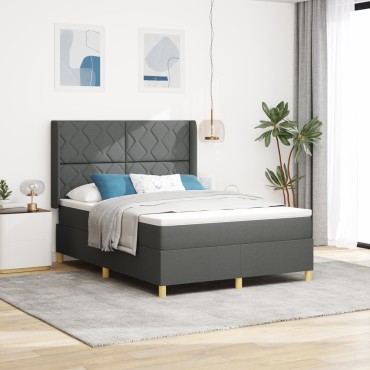 vidaXL Στρώμα κρεβατιού με ματress & LED Σκούρο Γκρι 160x200 εκ. Υφασμά