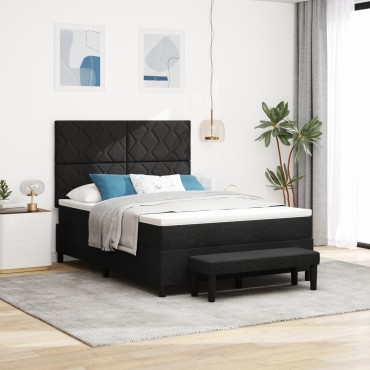 vidaXL Κρεβάτι με Κουτί με Στρώμα & Πάγκο Μαύρο 160x200 εκ. Ύφασμα