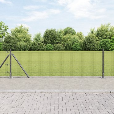 vidaXL Welded Wire Fence με 13 Στήλες Γκρι 0.4x100 μ Μέταλλο