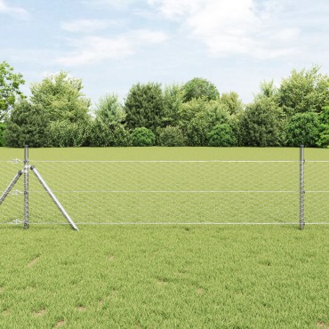 vidaXL Έξιγωνο φράχτη σταθερού εδάφους 100x0,6 μ Ασημί Δίχτυ