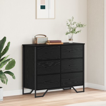 vidaXL Κομοδίνο Μαύρης Βελανιδιάς 91x35.5x74.5cm Επεξεργασμένο Ξύλο