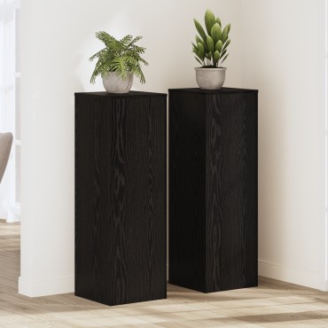 vidaXL Βάσεις Φυτών 2 τμχ Μαύρη Βελανιδιά 33x33x100 εκ. Επεξεργασμένο Ξύλο