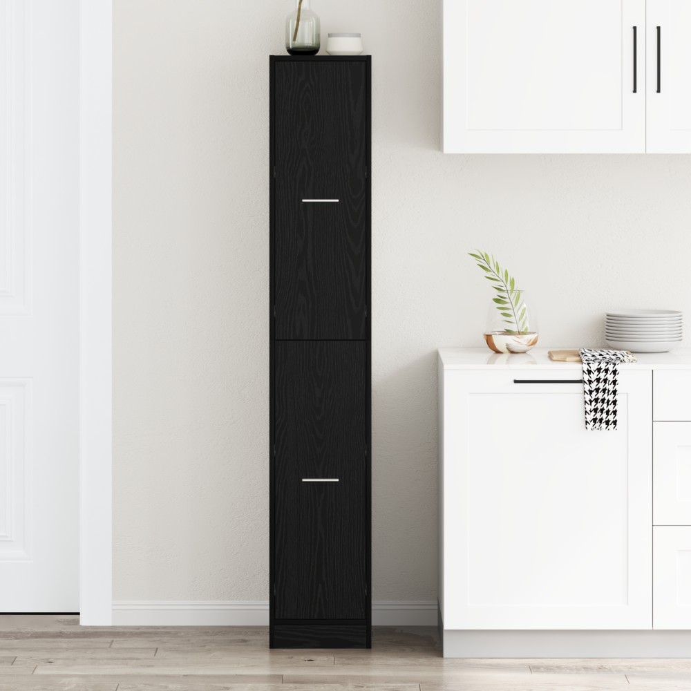 vidaXL Ντουλάπι Αποθήκης Μαύρης Δρυός 30x41x174.5cm Κατασκευασμένο Ξύλο 1 τεμ.