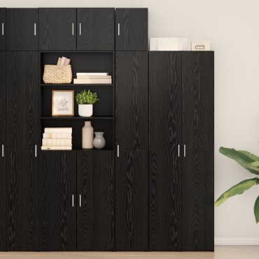 vidaXL Slim Storage Cabinet Μαύρος Δρυς 30x42.5x225cm Επεξεργασμένο Ξύλο 1 τεμ.