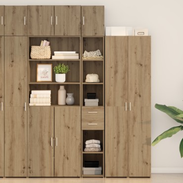 vidaXL Slim Storage Cabinet Δρυς 30x42.5x225cm Επεξεργασμένο Ξύλο 1 τεμ.