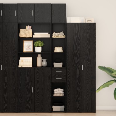 vidaXL Slim Storage Cabinet Μαύρος Δρυός 30x42.5x225cm Μηχανουργικό Ξύλο 1 τεμ.