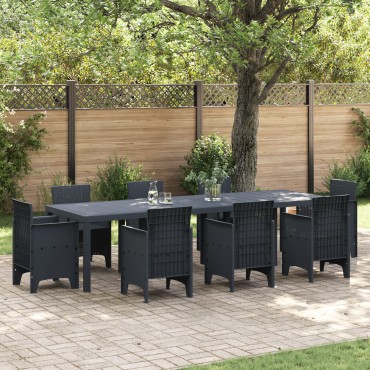 vidaXL Τραπέζι Κήπου Ανθρακί 300x100x73cm Poly Rattan 1 τεμ.
