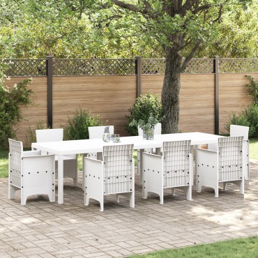 vidaXL Τραπέζι Κήπου Λευκό 300x100x73cm Πολυ Ρατάν 1 τεμ.